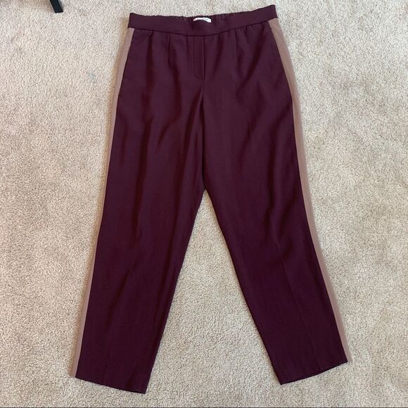 ARITZIA Babaton Dexter tuxedo pants burgundy maroon plum Sz 10🔥 - Picture 3 of 13